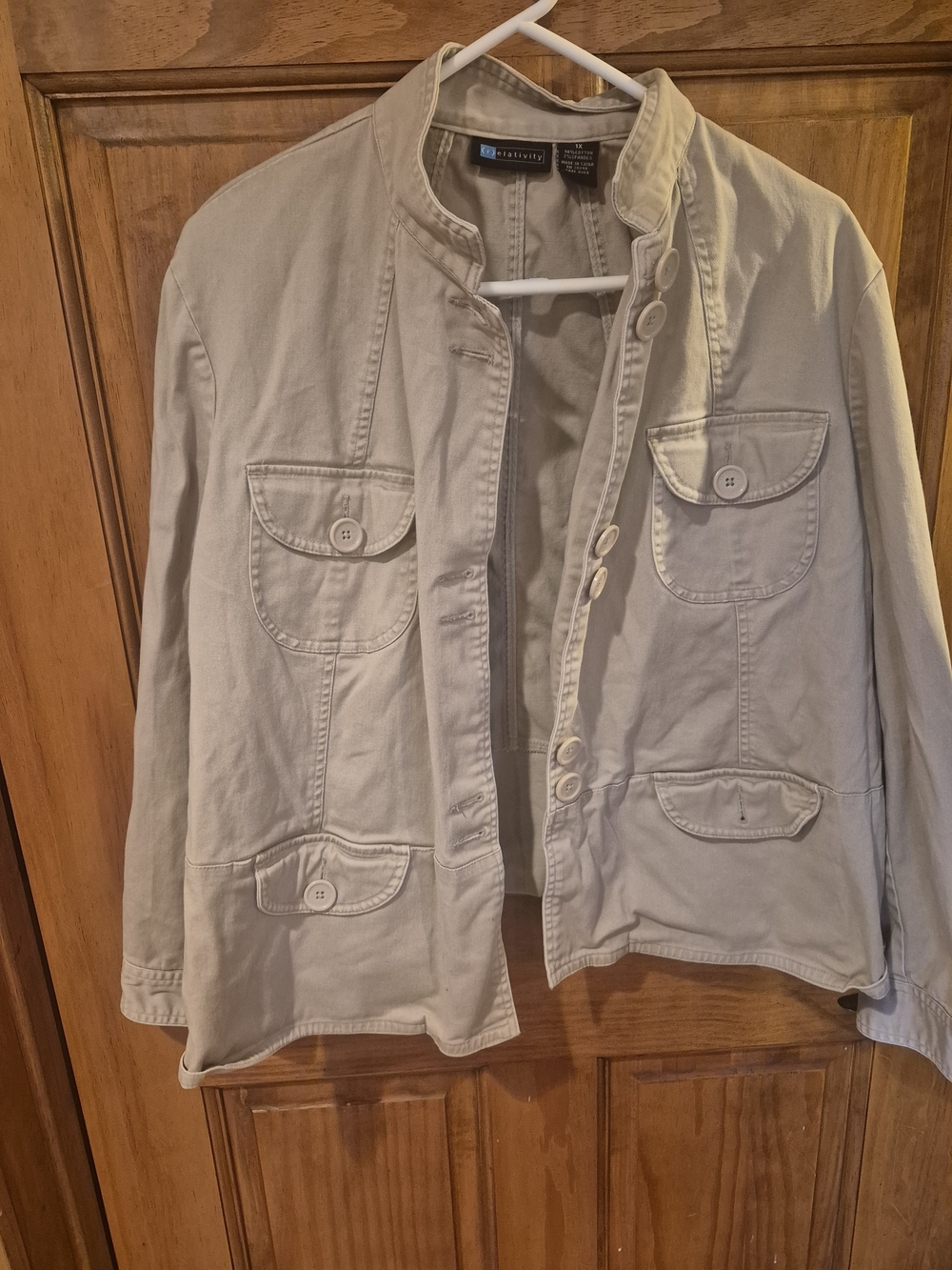 Relativity Beige Utility Jacket with Button Flap Pockets